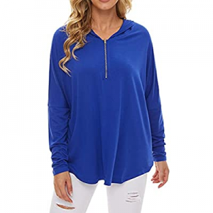 50.0% off Fengbay Womens Long Sleeve Shirts Quarter Zip Pullover Hoodie Loose Fit T-Shirt Blouses ..
