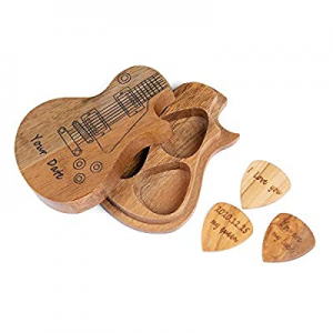 Custom Guitar Picks Personalized Name Date 1 to 3 Pack in Guitar Wooden Box Holder Music Gift for Ac
