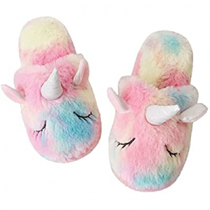Kids Slippers with Rubber Sole Unicorn Furry Plush for Boys Girls Winter now 50.0% off 