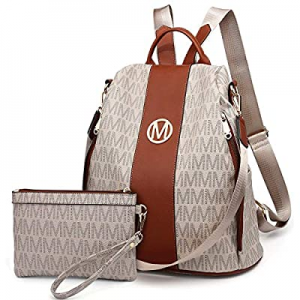 15.0% off MKP Women Fashion Backpack Purse Multi Pockets Signature Anti-Theft Rucksack Travel Scho..
