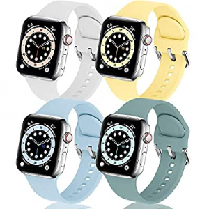 eCamframe Bands Compatible with Apple Watch Band 42mm 44mm 45mm, 4 Pack Soft Silicone Sport Replacem