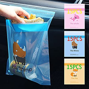 weeturelat Upgraded Car Trash Bag, 45pcs Easy Stick-On Disposable Car Garbage Bags, Durable Waterpro