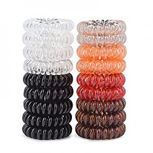 TIZZYT Hair Ties, 18 Pack Women Elastic Hair Ties, No Crease Spiral Hair Ties,Ponytail Hair Band Wit