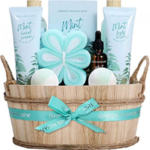 Spa Gift Baskets for Women 11pcs Mint Scent Spa Gifts Set- Bath Gifts Set Includes Body Lotion, Exfo