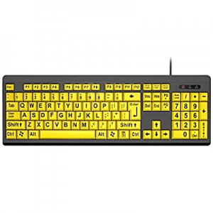 Adadmei Large Print Computer Keyboard, Wired USB High Contrast Keyboard, Oversized Big Letters Keybo