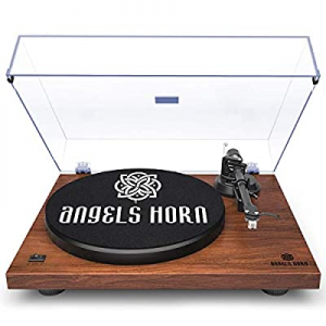 ANGELS HORN Turntable, Vinyl Record Player, Built-in Phono Preamp, Belt Drive 2-Speed, Adjustable Co