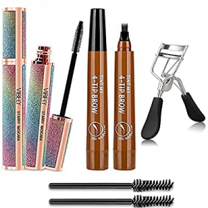 Silk Fiber Mascara for Longer, Voluminous Eyelashes,Natural Waterproof Smudge-Proof, With Eyelash Cu