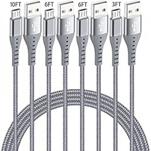 Micro USB Cable (4-Pack, 10/6/6/3FT) SHSIXIN USB A Male to Micro USB Charger Cable Long Android Phon