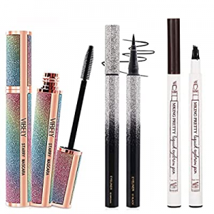 Silk Fiber Mascara for Longer, Voluminous Eyelashes,Natural Waterproof Smudge-Proof, With Eyelash Cu