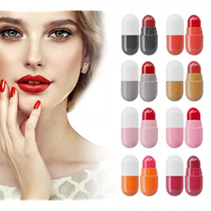 Mini Pill Lipstick Set, 16Pcs Cute Matte Velvety Capsule Lipstick, Nonstick Cup Waterproof Long-last
