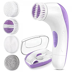 Facial Cleansing Brush Face Scrubber: Silicone Electric Exfoliating Spin Travel Cleanser Device Wate