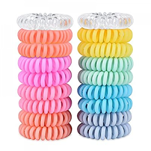 TIZZYT Hair Ties, 18 Pack Women Elastic Hair Ties, No Crease Spiral Hair Ties,Ponytail Hair Band Wit