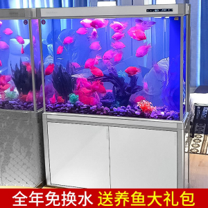 立减CNY￥30,森森鱼缸水族箱含鱼缸过滤器灯大中型金鱼缸 珍珠白 HWF 1.2米长36宽74缸高底滤 送棉+滤材