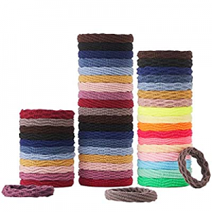 50PCS Hair Ties for women, Ponytail Holders with Seamless Cotton Elastic Hair Bands,4 Styles and 20 