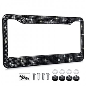 Bling License Plate Frames Black 1-Pack with Mounting Accessories now 25.0% off , Ohuhu Handcrafte..