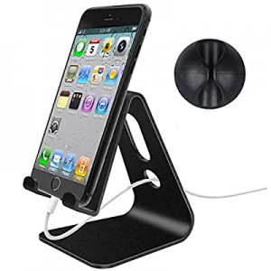 LLSME Cable Clip Holder and Cell Phone Stand, Phone Holder, Cradle, Dock, Aluminum Desktop Stand Com