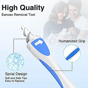 Ear Wax Removal, Spiral Q-Grips Ear Wax Remover, Easy to Use, Ear Cleaner Kit with 16 Pcs Reusable S