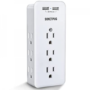 Surge Protector Outlet Extender, USB Wall Charger, SOKETPUG Multi Plug Outlet with 2 USB Charging Po