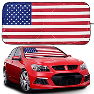 One Day Only！Vepagoo Car Sun Shade for Windshield now 30.0% off , Sunshade Colorful American Flag ..