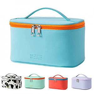 Makeup Bag Travel Cosmetic Bags for Women Girls Zipper Pouch Makeup Organizer Waterproof Cute (Cyan