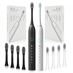 One Day Only！2 Pack Rechargeable Electric Toothbrushes for Adults and Kids now 78.0% off , Sonic W..