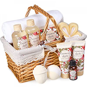 Spa Gift Baskets For Women - 11Pcs Apple Cinnamon Bath Gift Set Mothers Day,Birthday,Christmas Spa G
