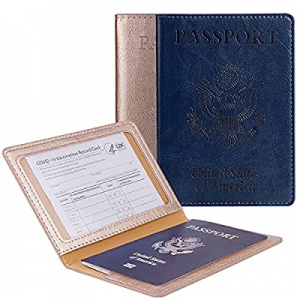 2 Pack Passport and Vaccine Card Holder Combo now 40.0% off , TOOVREN PU Leather Passport Holder w..
