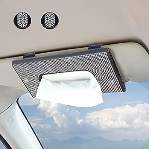 WARMQ Car Tissue Holder now 50.0% off , Bling Car Sun Visor Tissue Holders for Car, Crystal Sparkl..