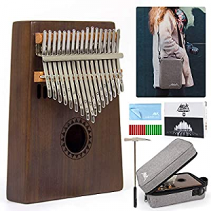 Kalimba Thumb Piano, AKLOT 17 Keys Finger Piano Solid Wood Note Carved Starter with Case Tune Hammer