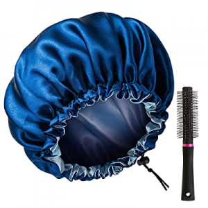 Silk Bonnet, Raydior Satin Bonnet with Round Hairbrush Reversible Double Silky Satin Layers Sleep Bo
