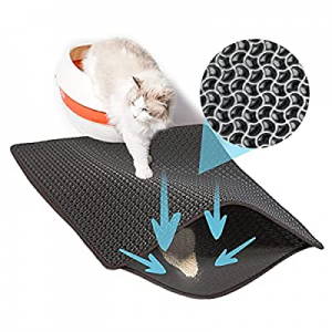 Shekkam Cat Litter Mat: Large Double-Layer Litter Trapping Mat, Unique Diamond Pattern Larger Holes 