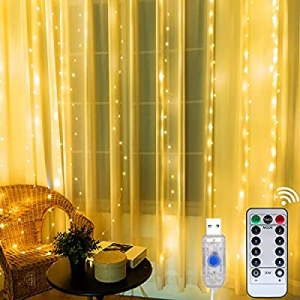 One Day Only！Curtain String Lights for Bedroom, Window String Lights, USB Plug, (Warm White) now 5..