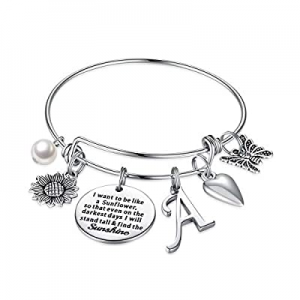 One Day Only！Gifts for Mom Mothers Day now 60.0% off , Sunflower Charm Bracelets for Women Girls S..