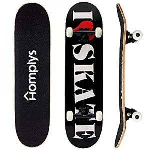 HOMPLYS Skateboards for Beginners now 50.0% off ,31"x8" Complete Standard Skateboard for Kids Teen..