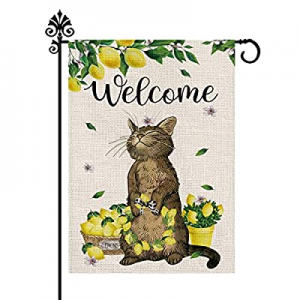 One Day Only！46.0% off Summer Garden Flag Lemon Tree Cat Double Sided Vertical Welcome Flag Summer..