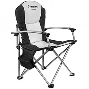 KingCamp Lumbar Back Padded Camp Chair Heavy Duty Oversized Folding Camping Chair with Cooler Bag ..
