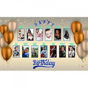 One Day Only！1St Birthday Baby now 70.0% off , Personalised-Photo Collage Birthday Banner for Newb..