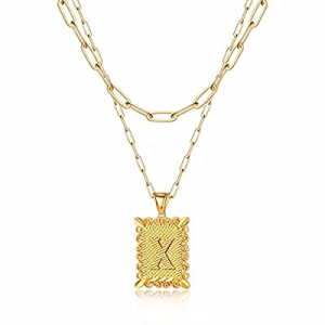 One Day Only！Mothers Day Necklaces for Women now 80.0% off , 14K Gold Plated Initial Pendant Neckl..