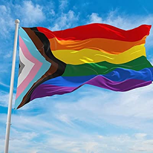 Progress Pride Rainbow Flag 3x5 ft now 30.0% off , LGBTQ Gay Flag with Brass Grommets and Canvas H..