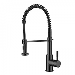 One Day Only！AJOYEUX Pull Down Kitchen Sink Faucet Single Handle Spring Kitchen Faucet Matt Black ..