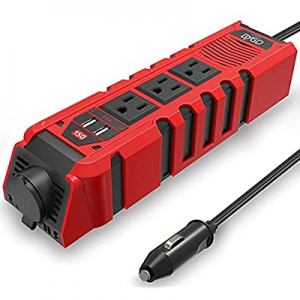 150W Car Power Inverter DC 12V to 110V AC Converter with 3 AC Outlets 2 Quick Charger 2.4A USB Ports