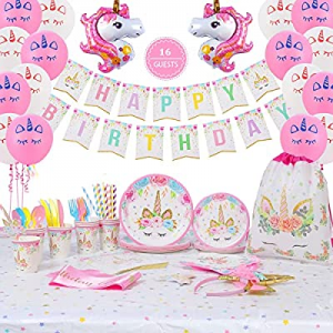 One Day Only！Unicorn Birthday Decorations for Girls now 30.0% off , Unicorn Party Supplies for 16 ..