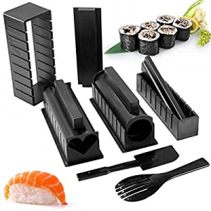 Sushi Making Kit for Beginners All-In-One Plastic Sushi Kit 10Pcs Come with 8 Sushi Rice Roll Mold..