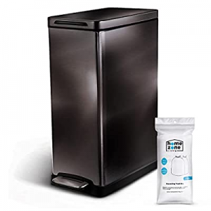 Home Zone Living Mülleimer 45 Liter – Schlank, Mit Trittpedal & Langsam Schließendem Deckel, Schwarz