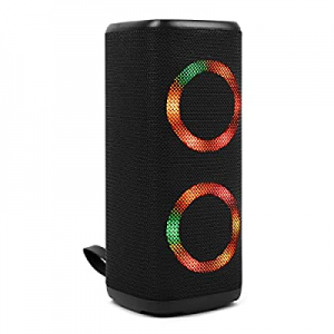 Portable Bluetooth 5.0 Speaker, Dual Loudspeakers with LED Lights, 15 Hours Playtime, Black