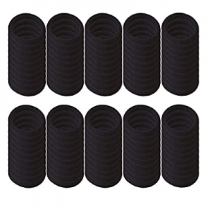 Hair Ties Seamless Hair Bands 4 mm Thick Black Ponytail Holders Hair Accessories No Crease Damage (B