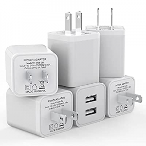 6Pack USB Wall Charger, iGENJUN 2.4A Phone Charger Dual USB Port Cube Power Plug Adapter Fast Wall C