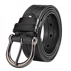 55.0% off Italian Full Grain Leather Belt for Men Casual Jean Belt 7 Holes Double Loop Contrast St..