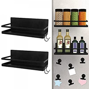 Magnetic Spice Rack Organizer with 4 Removable Hooks & 6 Magnetic Clips now 50.0% off , LADER Sing..