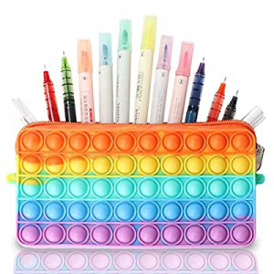 Pop Pencil Case now 35.0% off , Fidget Toy, Large Capacity Push Bubble Silicone Pencil Bag, Office..